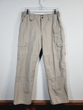 5.11 Tactical Tan Cargo Pants - Multi-Pocket Utility, Size 10